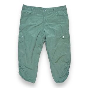 💙 Woolrich Olive Green Ruched Leg Capri Cargo Pants Womens Size 8 Hiking Outdoor